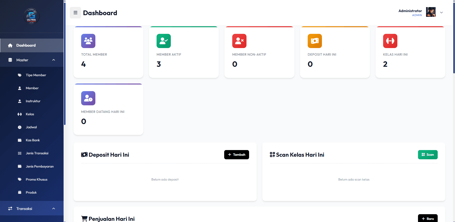 Gym Management App Dashboard